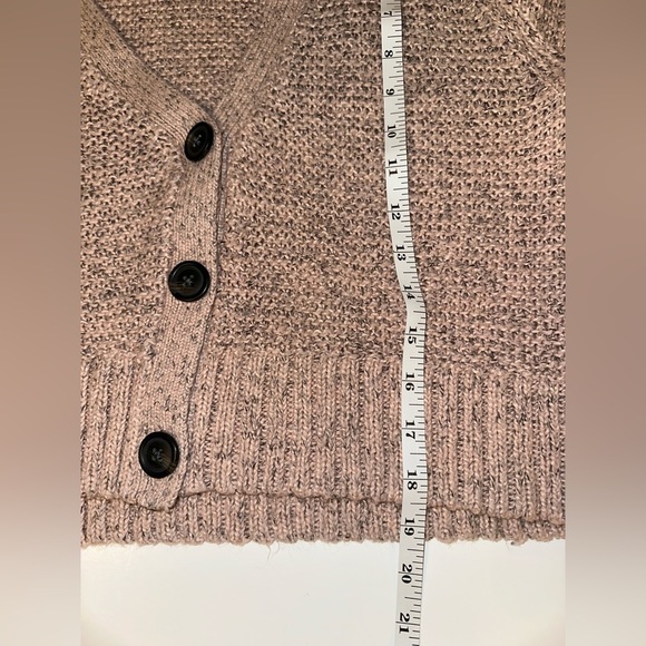 American Eagle Women’s M Cropped Cardigan Sweater Dusty Pink Knit Button Front - Picture 6 of 8